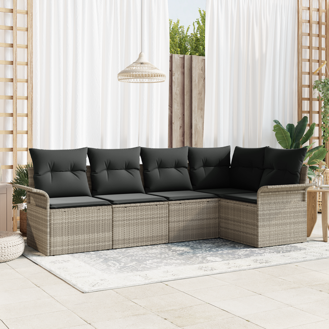 Havesofa Sæt med pude 5 pcs polyrattan