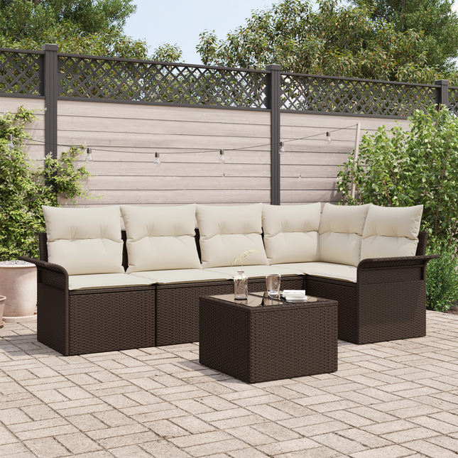 Havesofa Sæt med pude 6 pcs polyrattan