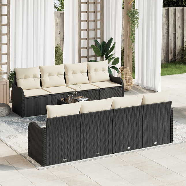 Havesofa Sæt Sort 55 x 55 x 37 cm polyrattan