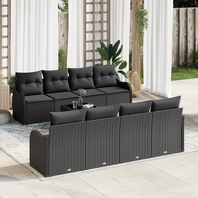 Havesofa Sæt Sort 55 x 55 x 37 cm polyrattan