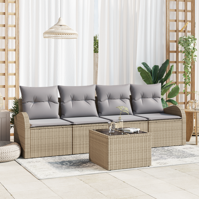 Havesofa Sæt Beige 55 x 55 x 37 cm polyrattan