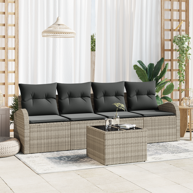Havesofa Sæt Lysegrå 55 x 55 x 37 cm polyrattan