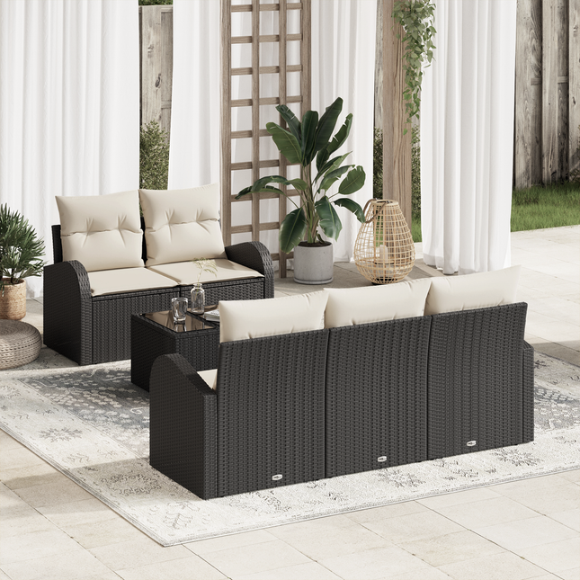 Havesofa Sæt Sort 55 x 55 x 37 cm polyrattan