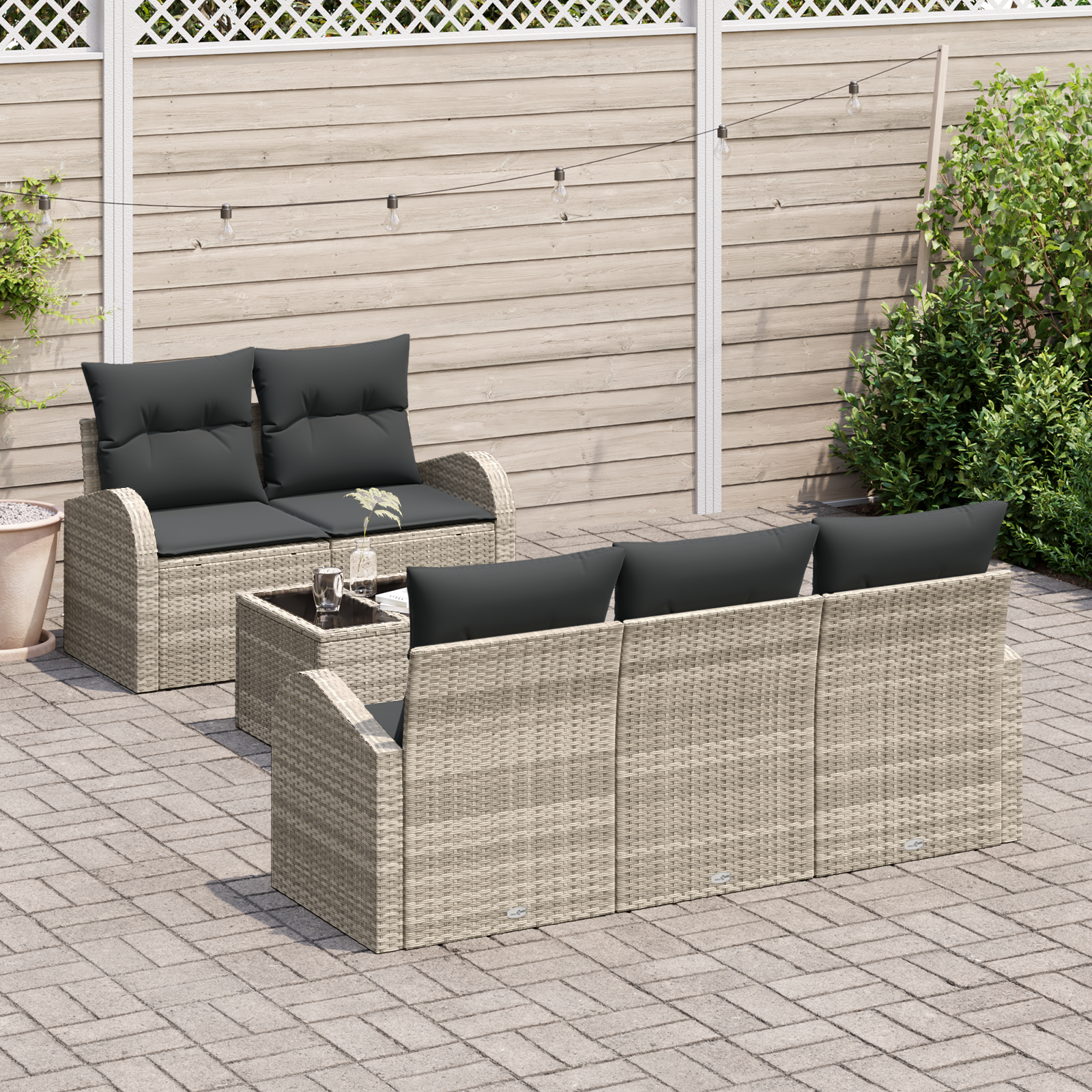 Havesofa Sæt Lysegrå 55 x 55 x 37 cm polyrattan