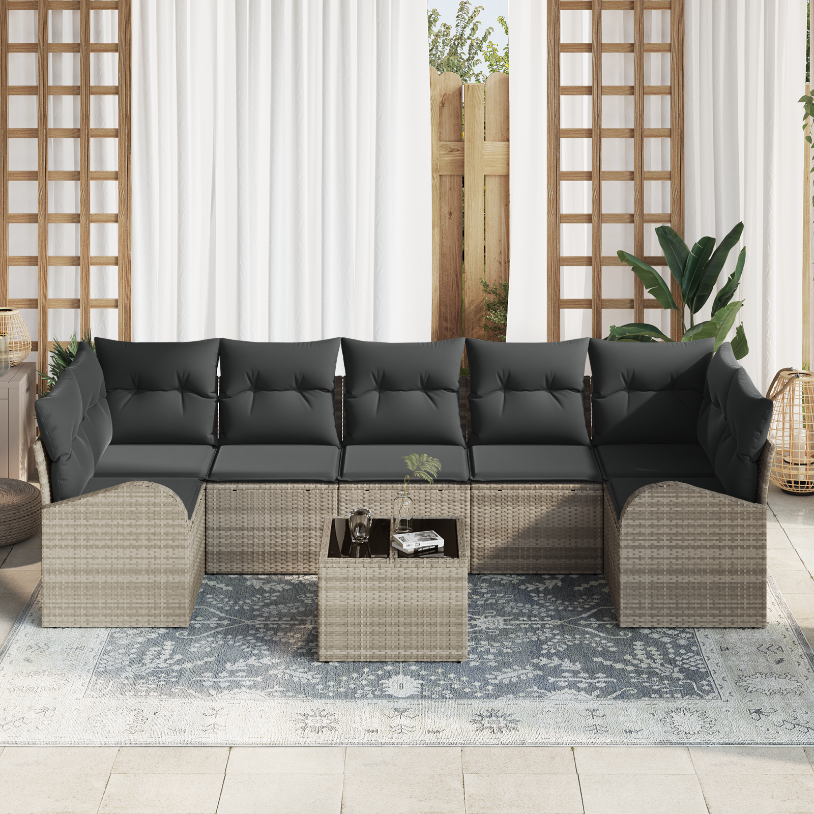Havesofa Sæt Lysegrå 55 x 55 x 37 cm polyrattan