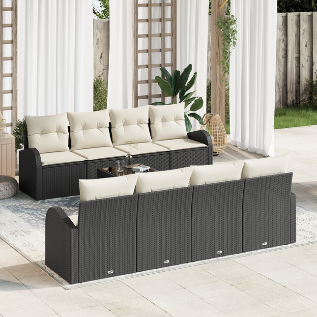 Havesofa Sæt Sort 55 x 55 x 37 cm polyrattan