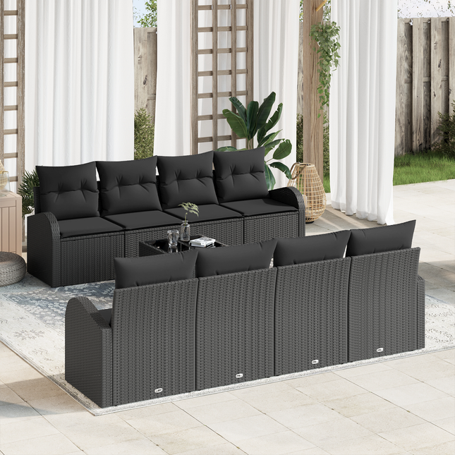 Havesofa Sæt Sort 55 x 55 x 37 cm polyrattan