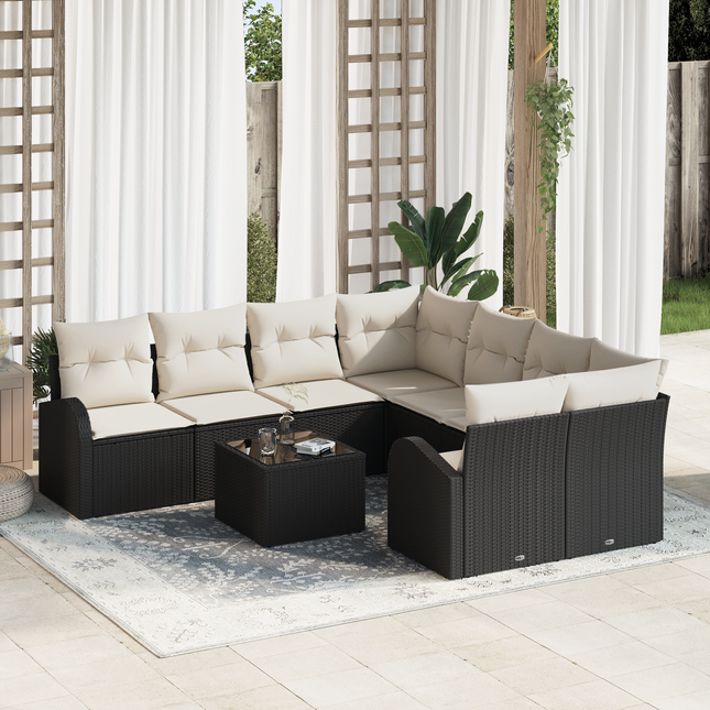 Havesofa Sæt Sort 55 x 55 x 37 cm polyrattan