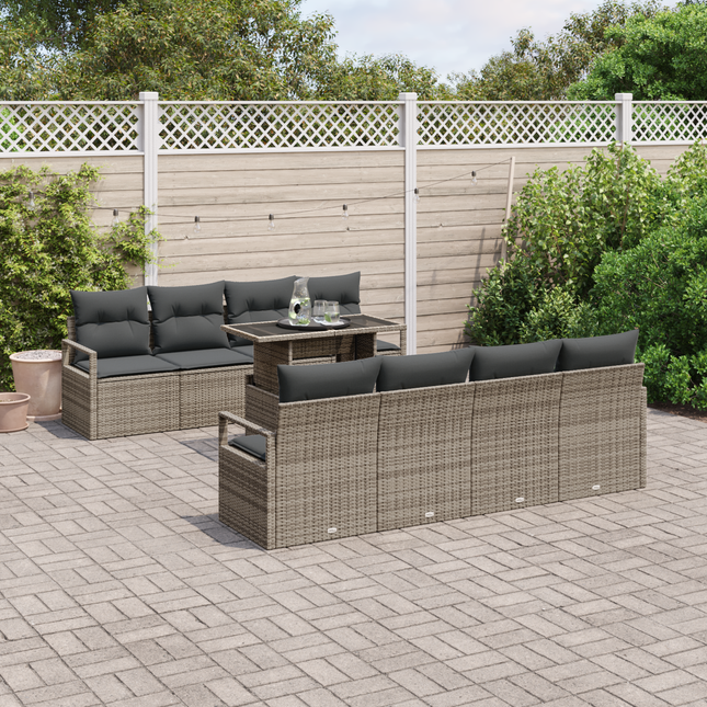 Havesofa Sæt med pude 7 pcs Grå polyrattan