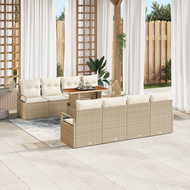 Havesofa Sæt med pude med pude 9 pcs Beige og creme