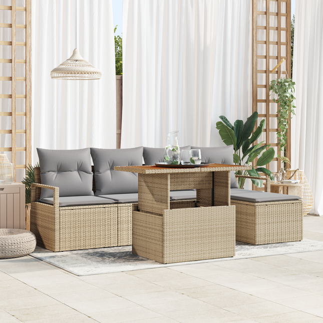Have Spisebordssæt med pude 6 pcs Beige og grå