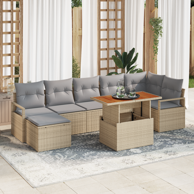 Have Spisebordssæt med pude 8 pcs Beige og grå