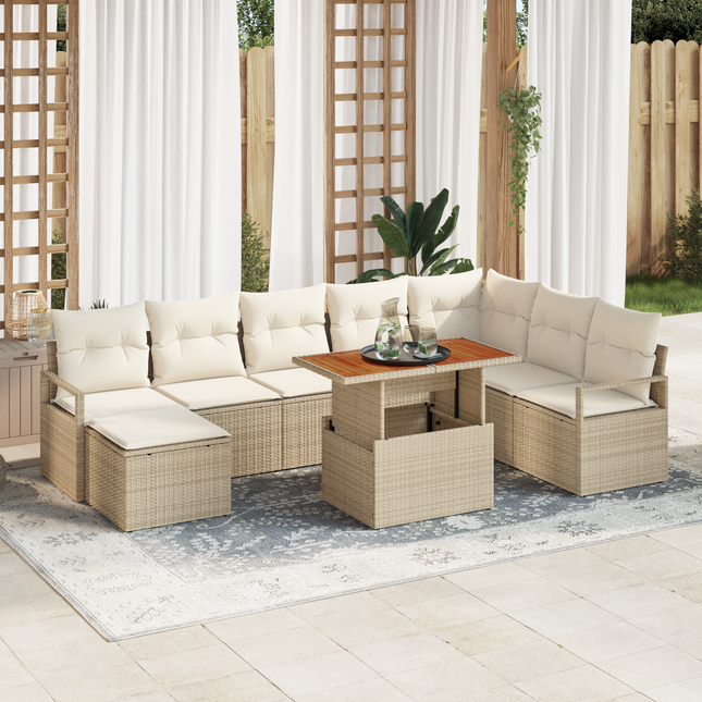Havesofa Sæt med pude 9 pcs Beige og creme