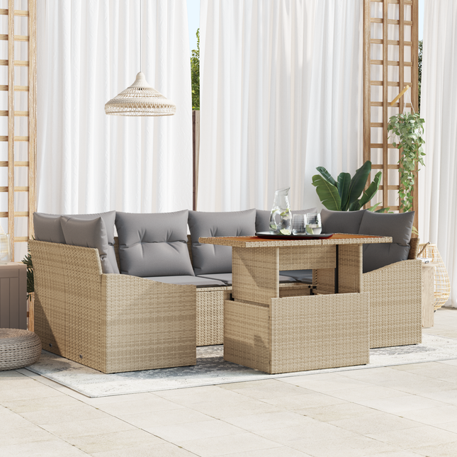 Have Spisebordssæt med pude 7 pcs Beige og grå