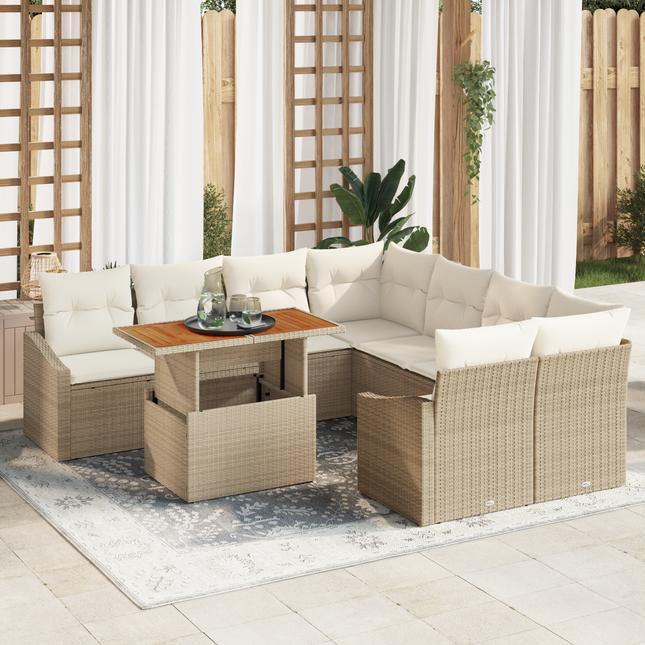 Have Spisebordssæt med pude 9 pcs Beige og creme