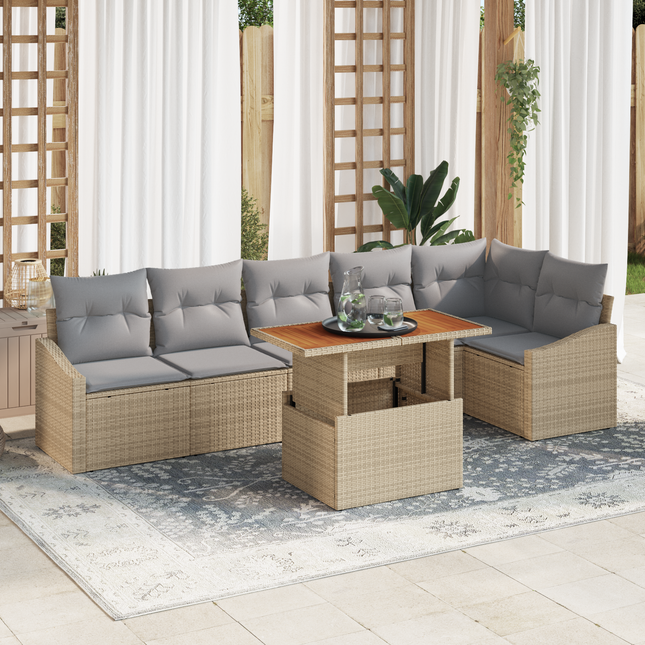 Have Spisebordssæt med pude 7 pcs Beige og grå