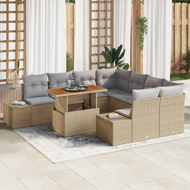 Have Spisebordssæt med pude 9 pcs Beige og grå