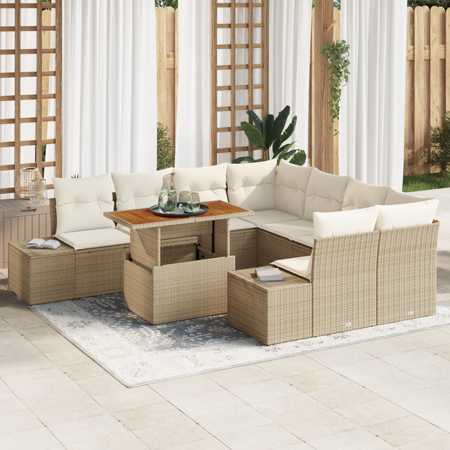 Have Spisebordssæt med pude 9 pcs Beige og creme