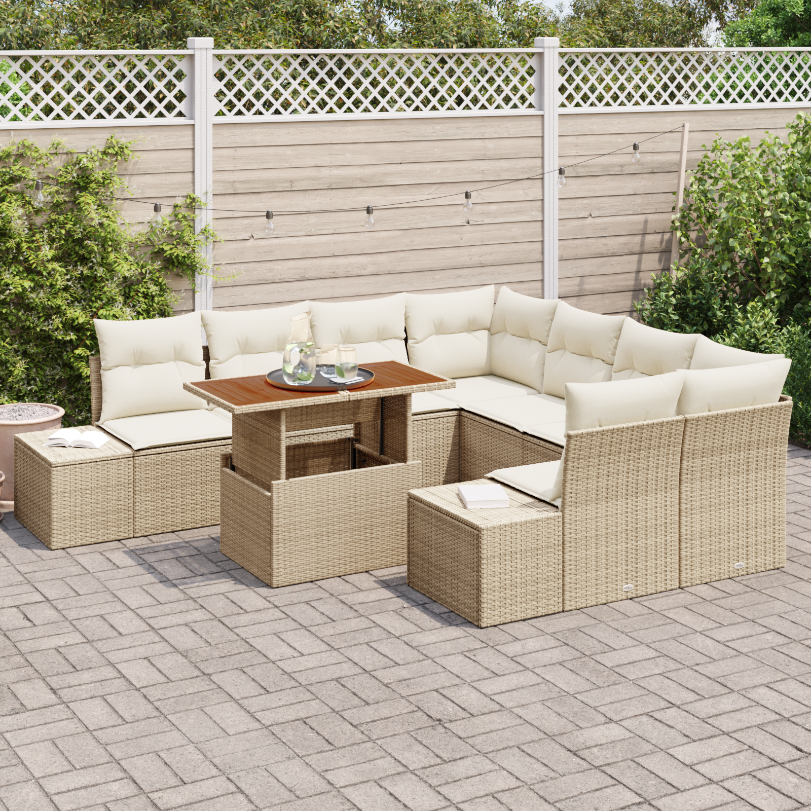 Have Spisebordssæt med pude 9 pcs Beige og creme