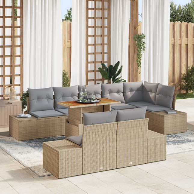 Have Spisebordssæt med pude 9 pcs Beige og grå