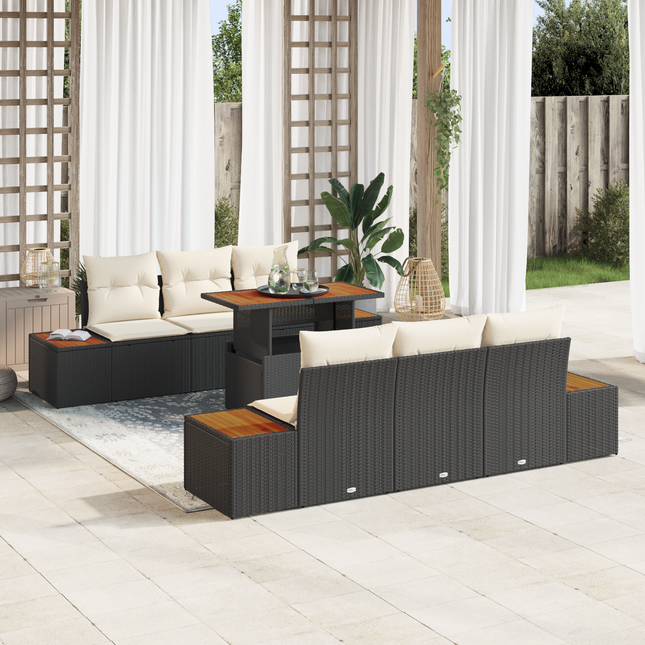 Have Spisebordssæt med pude 7 pcs Sort og Beige