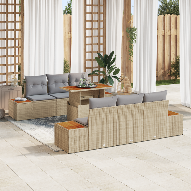 Have Spisebordssæt med pude 7 pcs Beige og grå