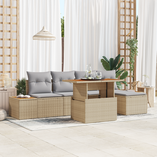 Have Spisebordssæt med pude 6 pcs Beige og grå