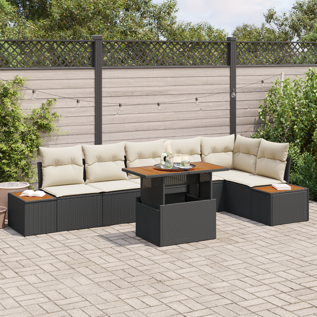 Have Spisebordssæt med pude 7 pcs Sort og Beige