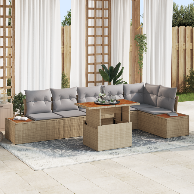 Have Spisebordssæt med pude 7 pcs Beige og grå