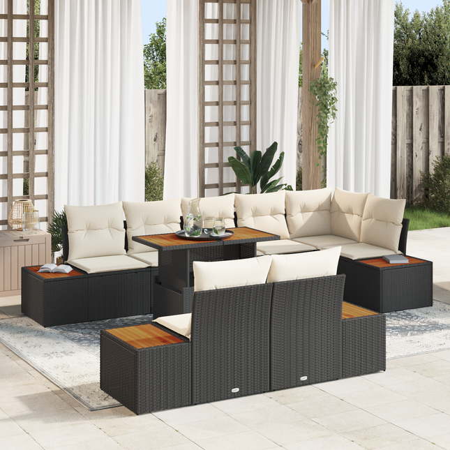 Have Spisebordssæt med pude 9 pcs Sort og Beige