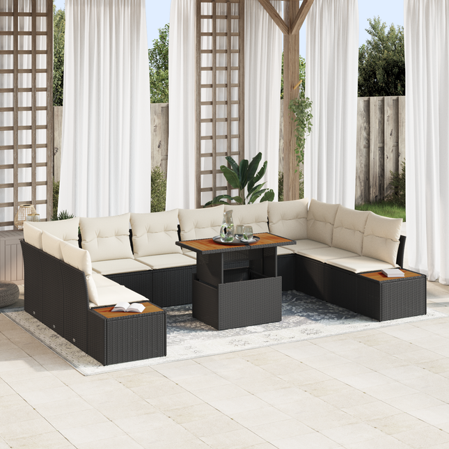 Have Spisebordssæt med pude 11 pcs Sort og Beige