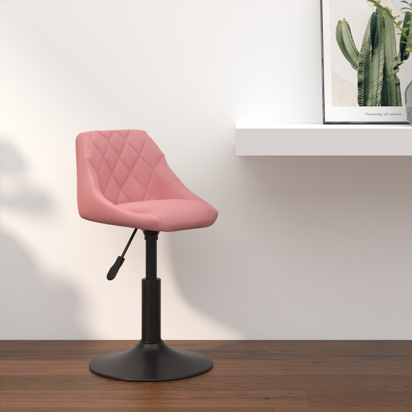 Barbænk Geometrisk Lyserød 46 x 44 x (62.5-77.5) cm Kunstlæder
