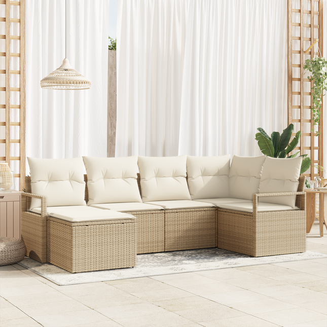 Sofa Sæt med pude 8 pcs Beige og creme polyrattan