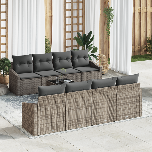 Sofa Sæt med pude med opbevaring 7 pcs Grå polyrattan