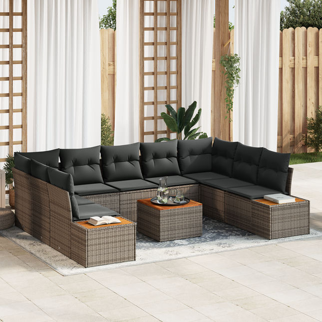 Havesofa Sæt med pude med opbevaring 5 pcs Grå Polyrattan