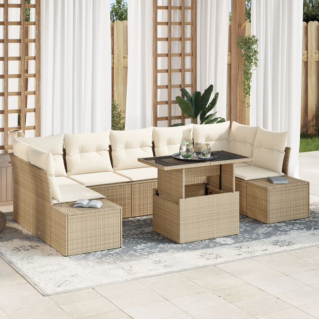 Havesofa Sæt med pude 8 pcs Beige og creme