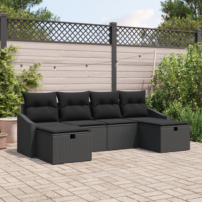 Sofa Sæt med pude 6 pcs polyrattan