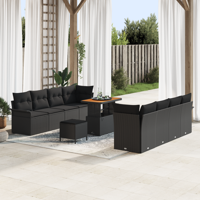 Havesofa Sæt med pude med opbevaring Sort 90 x 55 x 71 cm