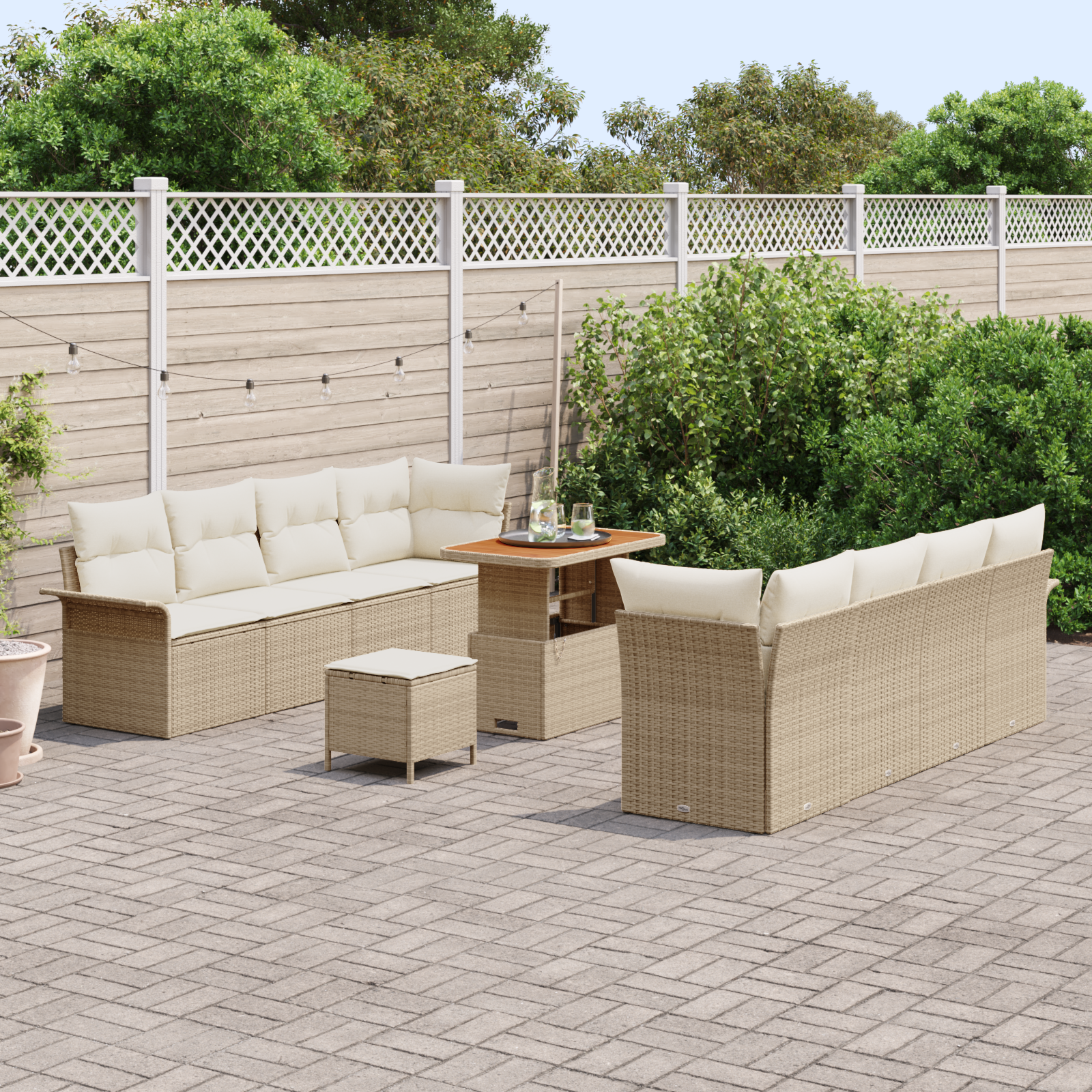 Havesofa Sæt med pude Beige og creme 90 x 55 x 71 cm