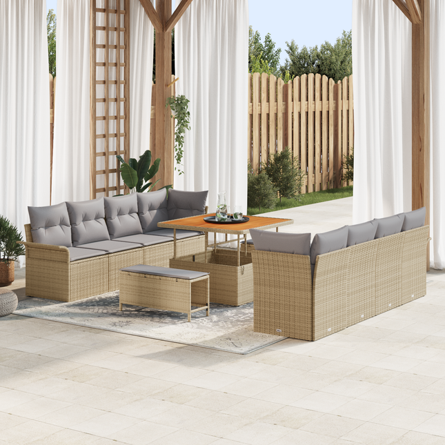 Havesofa Sæt med pude Beige og lys grå 100 x 100 x 71 cm