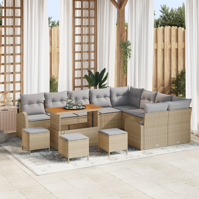 Havesofa Sæt med pude med opbevaring 13 pcs Beige og lys grå