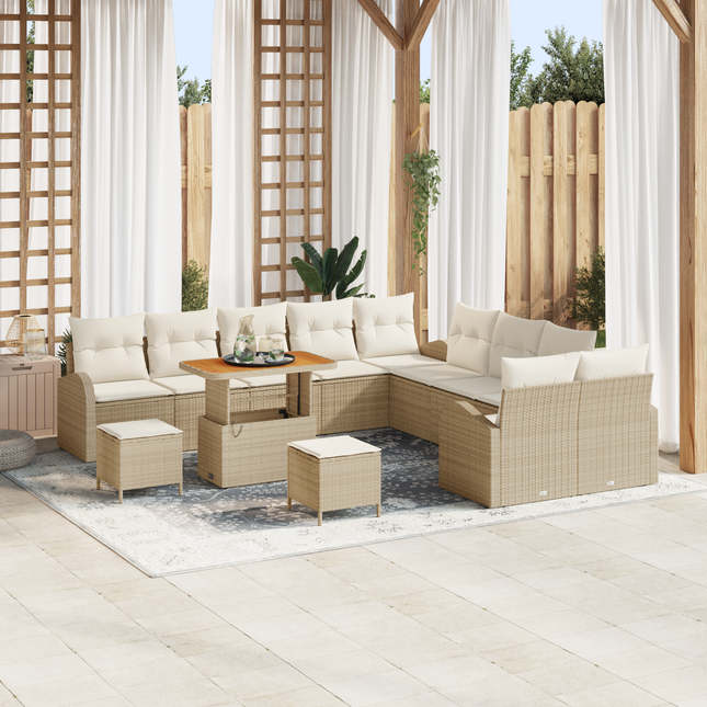 Havesofa Sæt med pude med opbevaring 13 pcs Beige og creme
