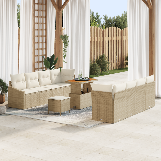 Havesofa Sæt med pude med opbevaring 11 pcs Beige og creme