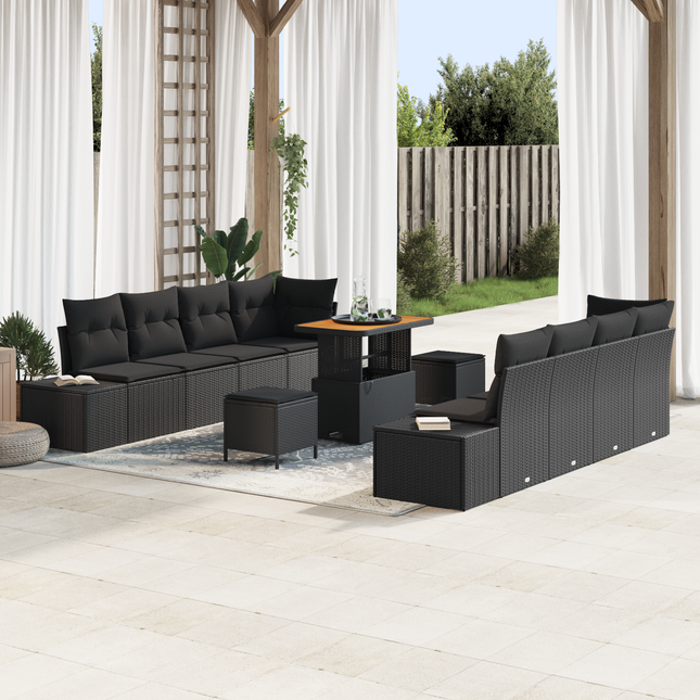 Havesofa Sæt med pude Sort 90 x 55 x 71 cm Poly rattan