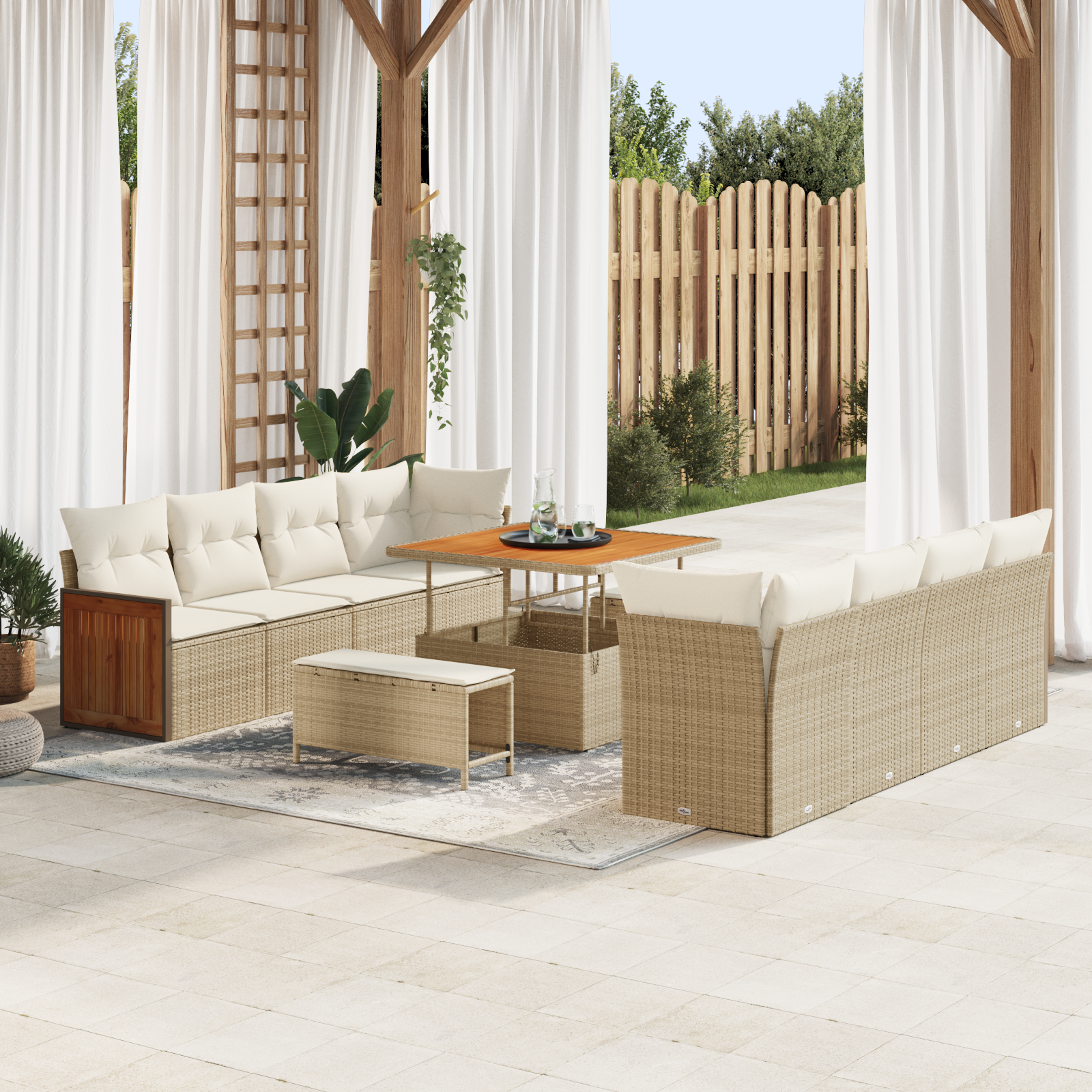 Havesofa Sæt Beige og creme 231 x 224 x 85 cm polyrattan
