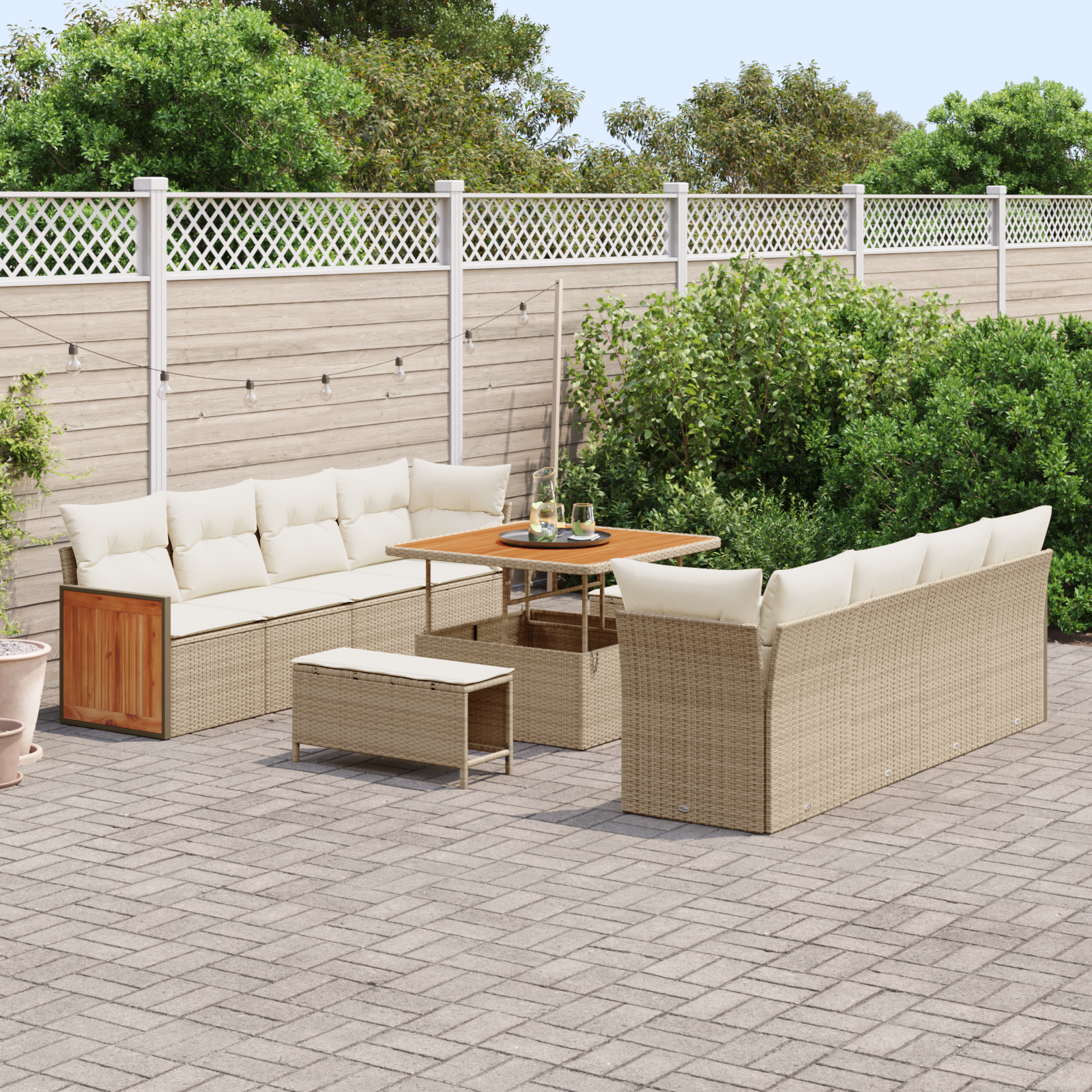 Havesofa Sæt Beige og creme 231 x 224 x 85 cm polyrattan