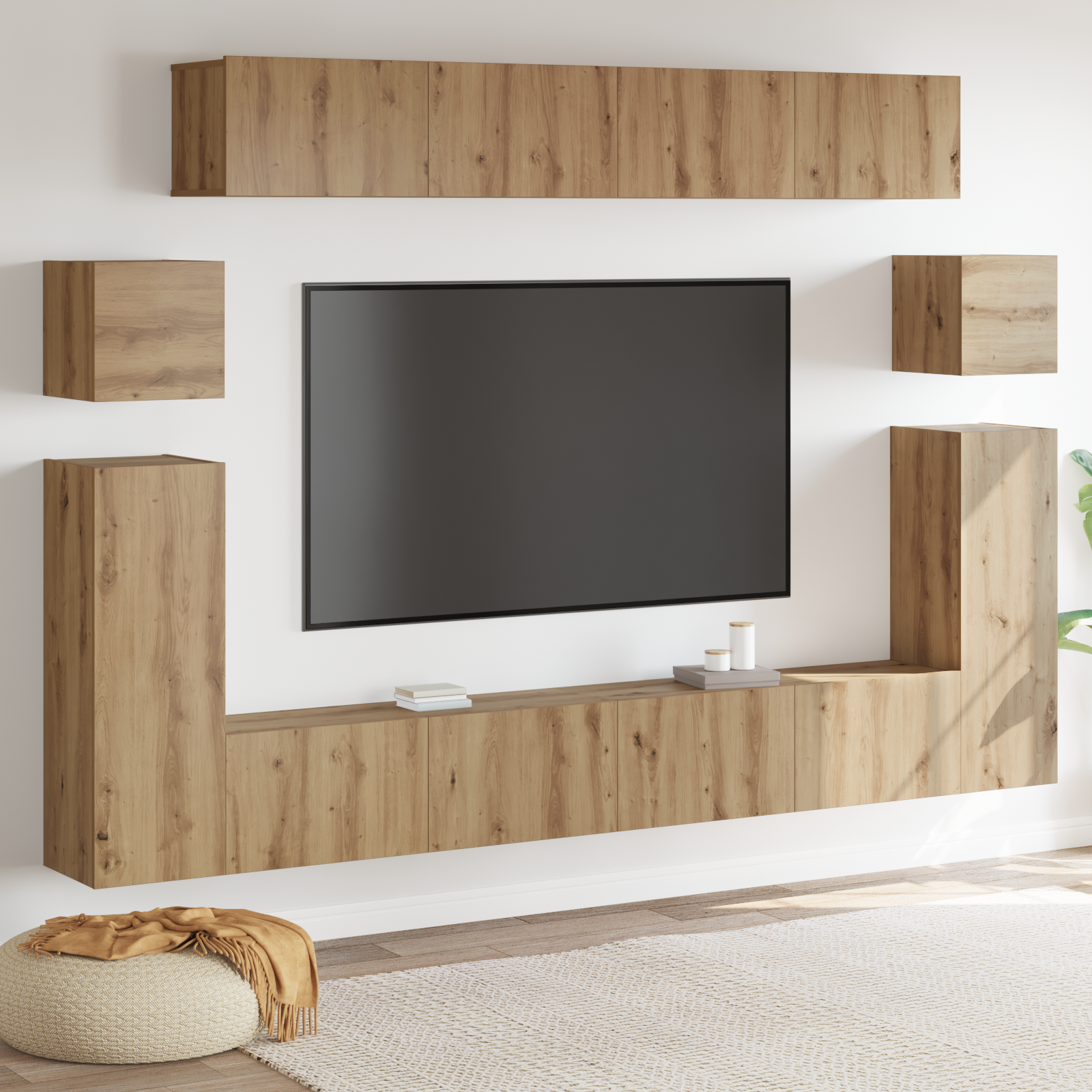 TV Enheder Vægmonteret 4 pcs Artisan Egetræ Konstrueret træ