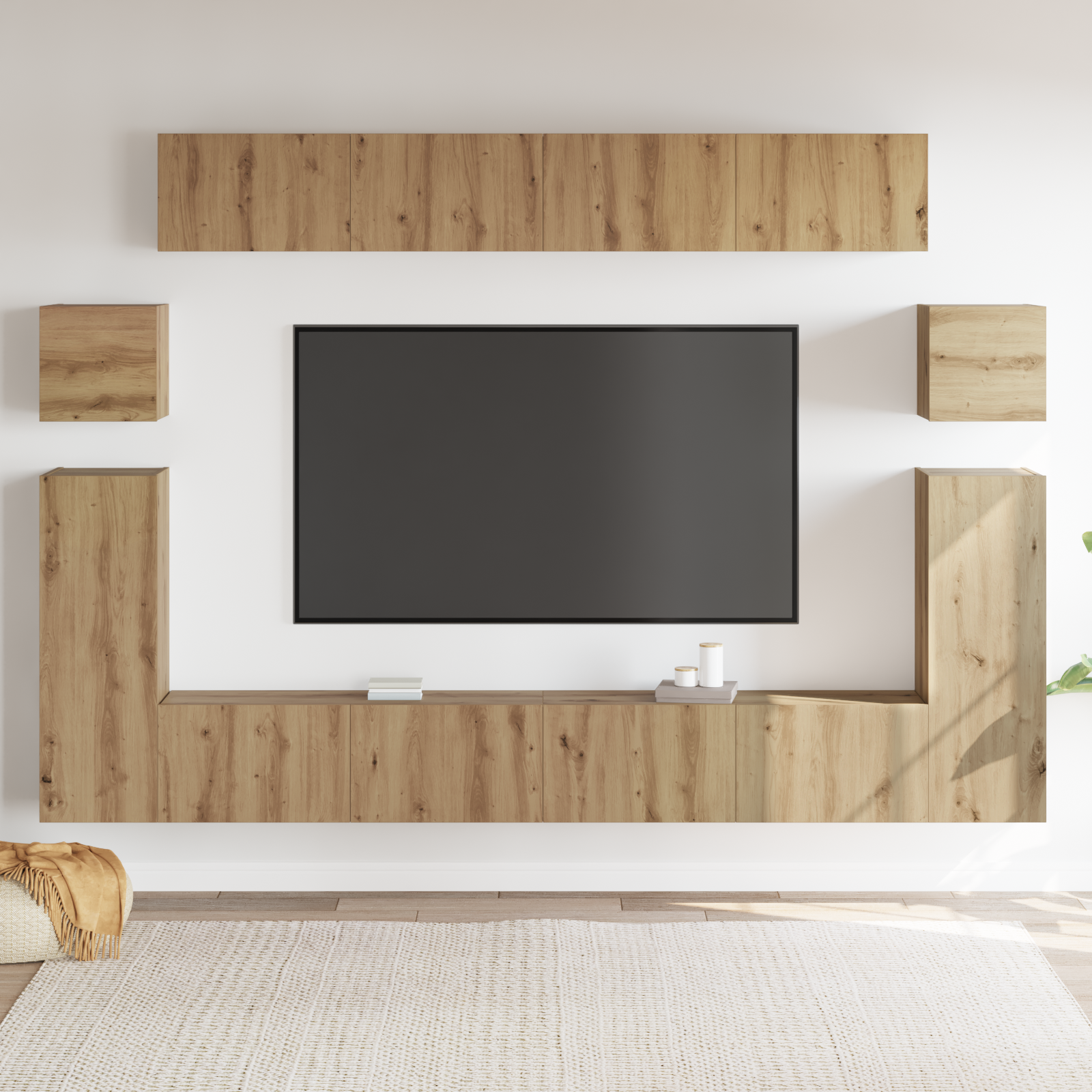 TV Enheder Vægmonteret 4 pcs Artisan Egetræ Konstrueret træ
