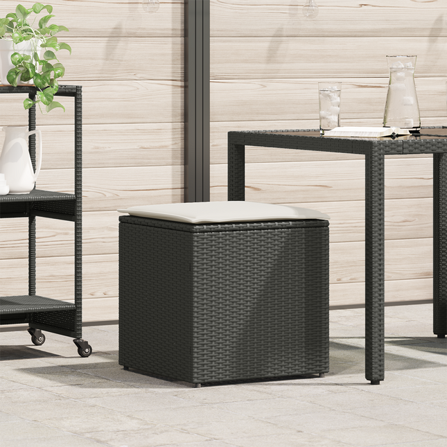 Pude kasse med opbevaring Sort 50 x 50 x 50 cm polyrattan