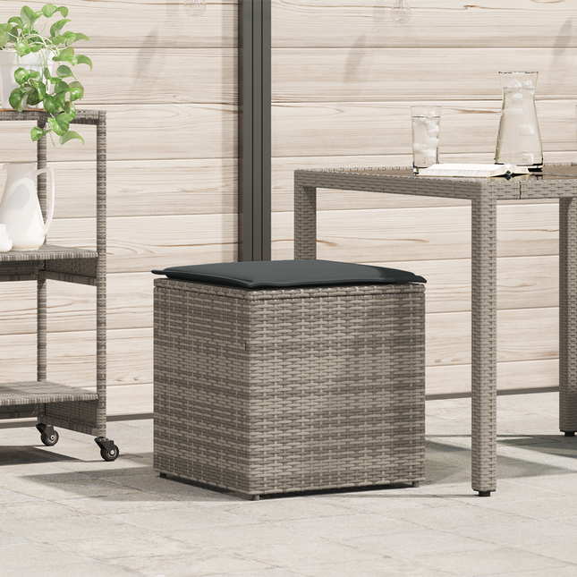 Pude kasse med opbevaring Grå 50 x 50 x 50 cm polyrattan